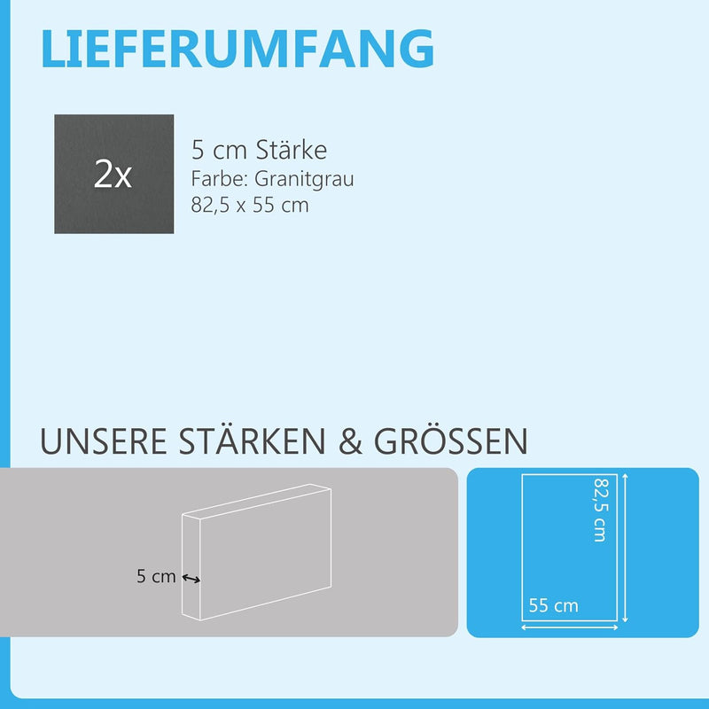 Schallabsorber aus Basotect G+ 2 Rechtecke 82,5 x 55 cm Akustik Element Schalldämmung, Farbe: GRANIT