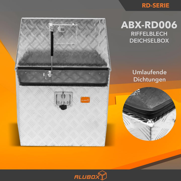 ALUBOX Riffelblech Deichselbox XL für PKW Anhänger - Anhängerbox 1,5 mm Aluminium 72/60 x 46 x 39 cm