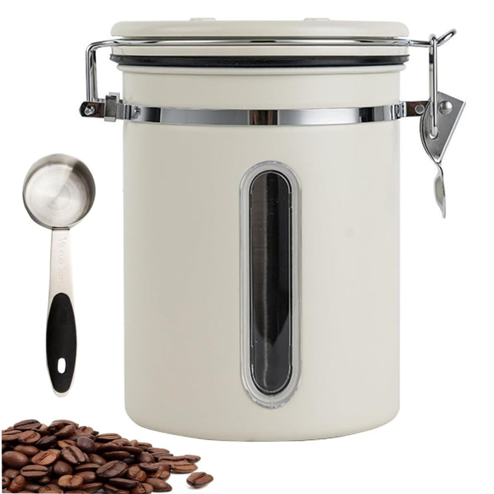Kaffeedose Luftdicht mit Messlöffel & Ventil, 1,8L Datumsanzeige Wiederverwendbarer Kaffeebehälter,