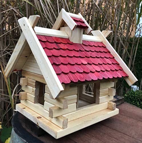 Rechteckiges Vogelhaus M - XL wetterfest aus Holz Vogel Futterstelle Haus mit und ohne Ständer (Grös