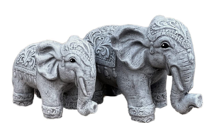 stoneandstyle Steinfigur 2er Set Elefanten Elefant frostfest Steinguss