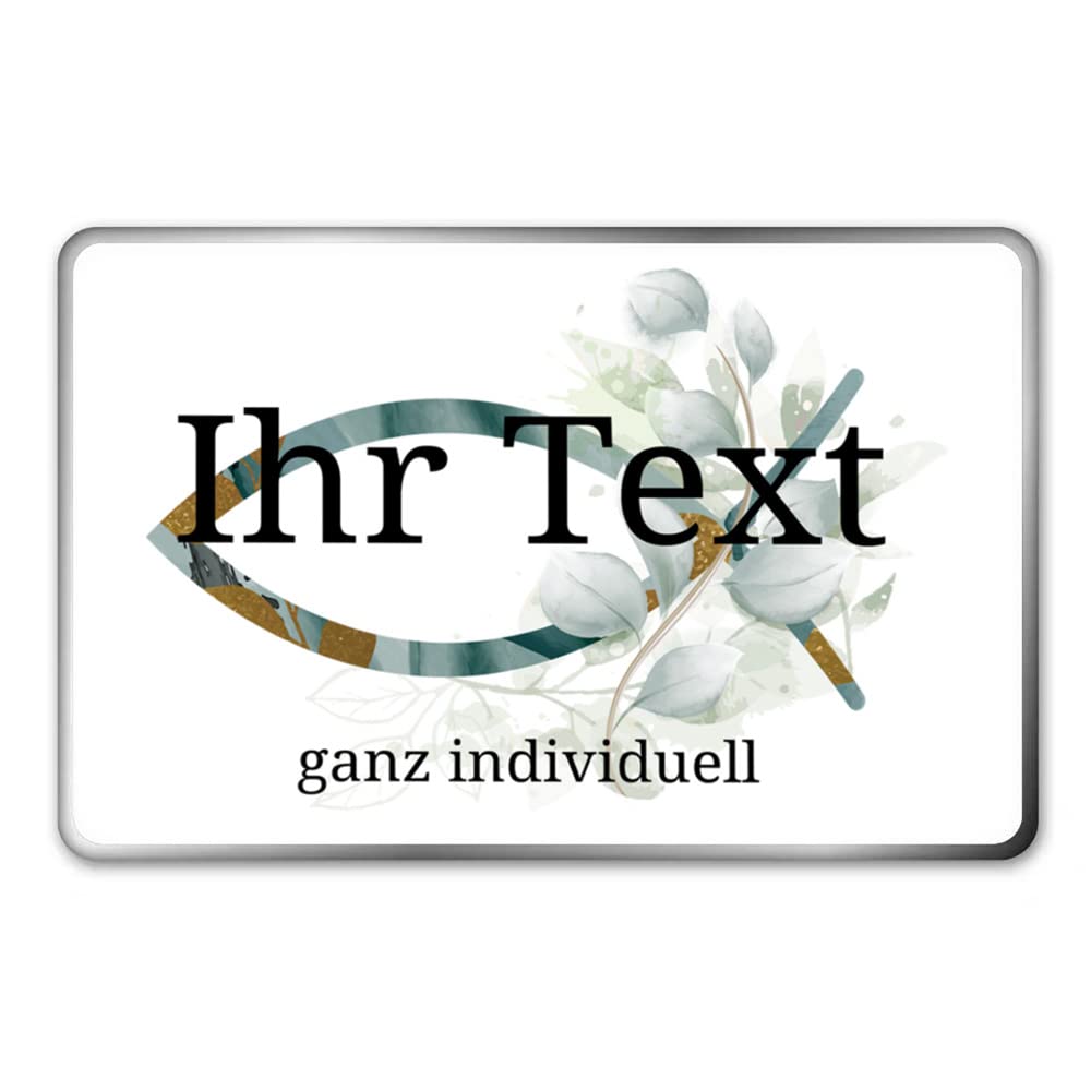 STEMPEL-FABRIK – personalisierbare eckige Dose mit Name oder Wunschtext – Aquarell Motiv mit grünem