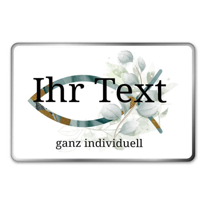 STEMPEL-FABRIK – personalisierbare eckige Dose mit Name oder Wunschtext – Aquarell Motiv mit grünem