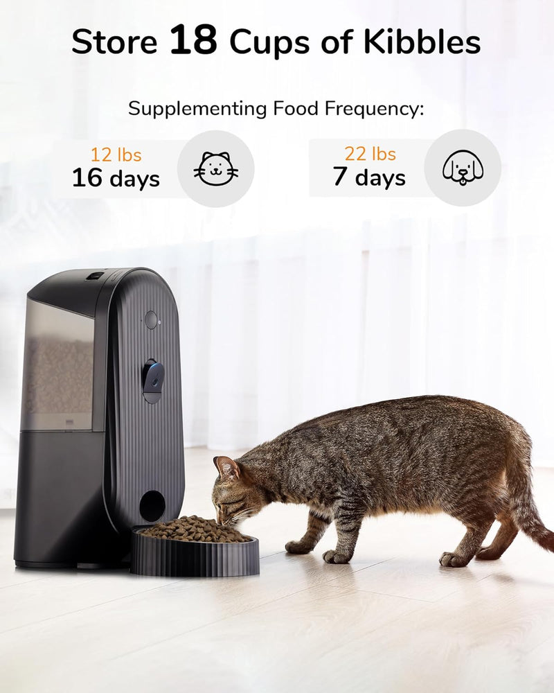 FUKUMARU Futterautomat Katze，4L Katzenfutter Automat WiFi, Automatischer Futterspender Katze/Hund mi