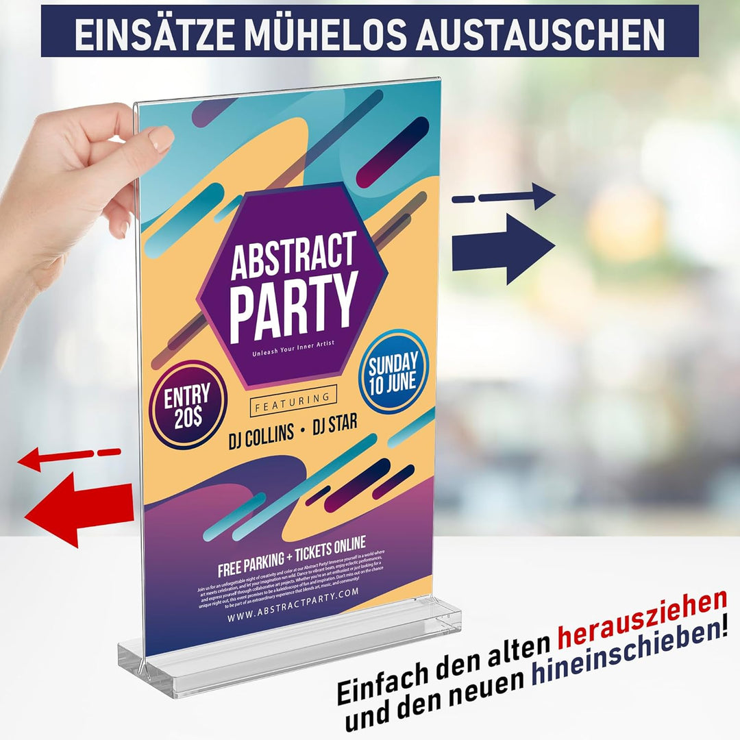 Dasher Products A5 Acryl-Schilderhalter, 6 Stück, schlank and vielseitig, polierte Kanten, double di