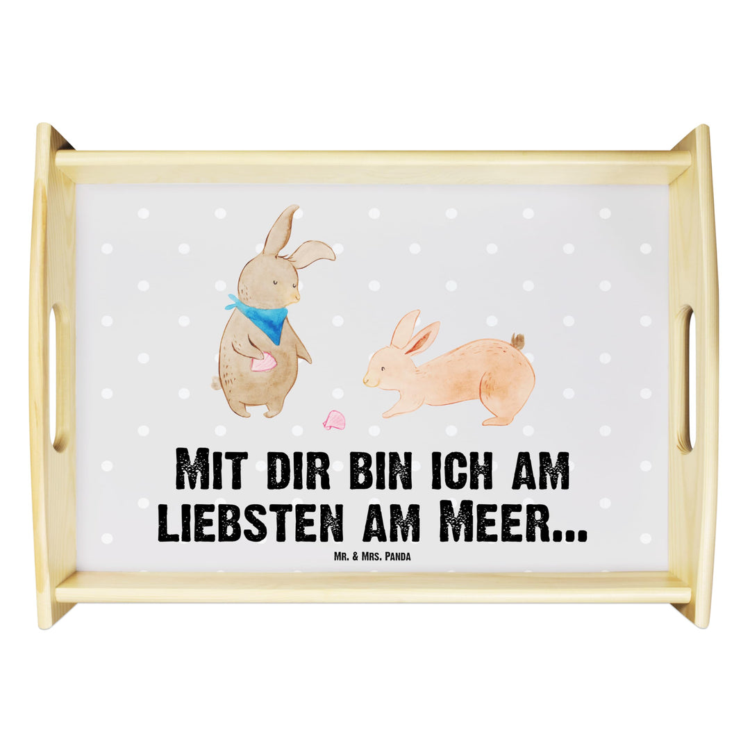Mr. & Mrs. Panda serviertablett aus Holz Hasen Muschel - Geschenk, Holztablett, Best Friends, Musche