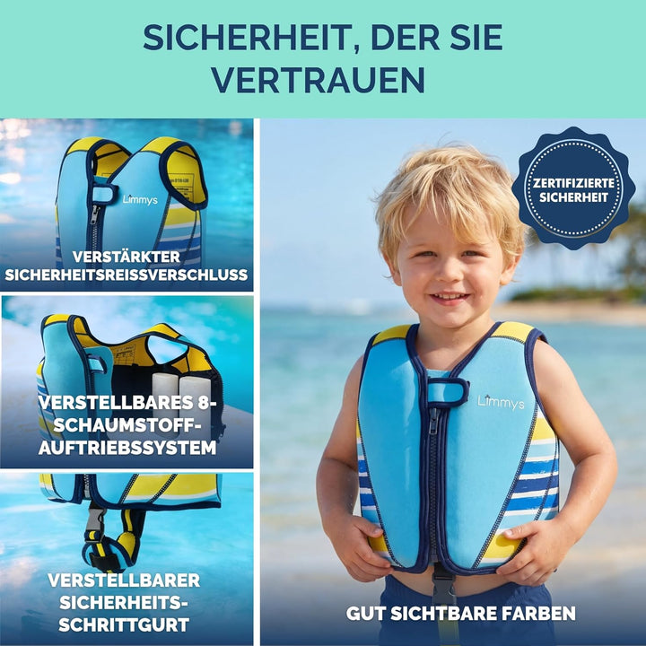 Limmys Premium Schwimmweste Kinder - Schwimmhilfe für Kinder und Kleinkinder – Moderne Kinder Schwim
