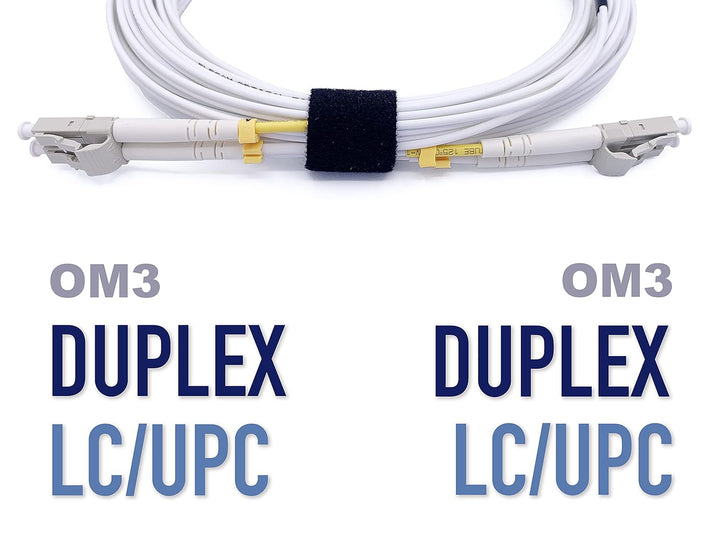 Elfcam® - LWL Glasfaser-Kabel LC/UPC auf LC/UPC 50/125um OM3 Multimode Duplex LSZH, Farbe Weiss, 100