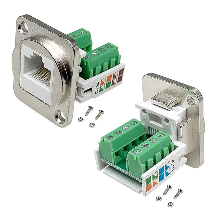 PENGLIN 2 Stück RJ45 Schraubklemmenadapter für Schalttafelmontage，D-Typ RJ45 8P8C Modularer Einbaust