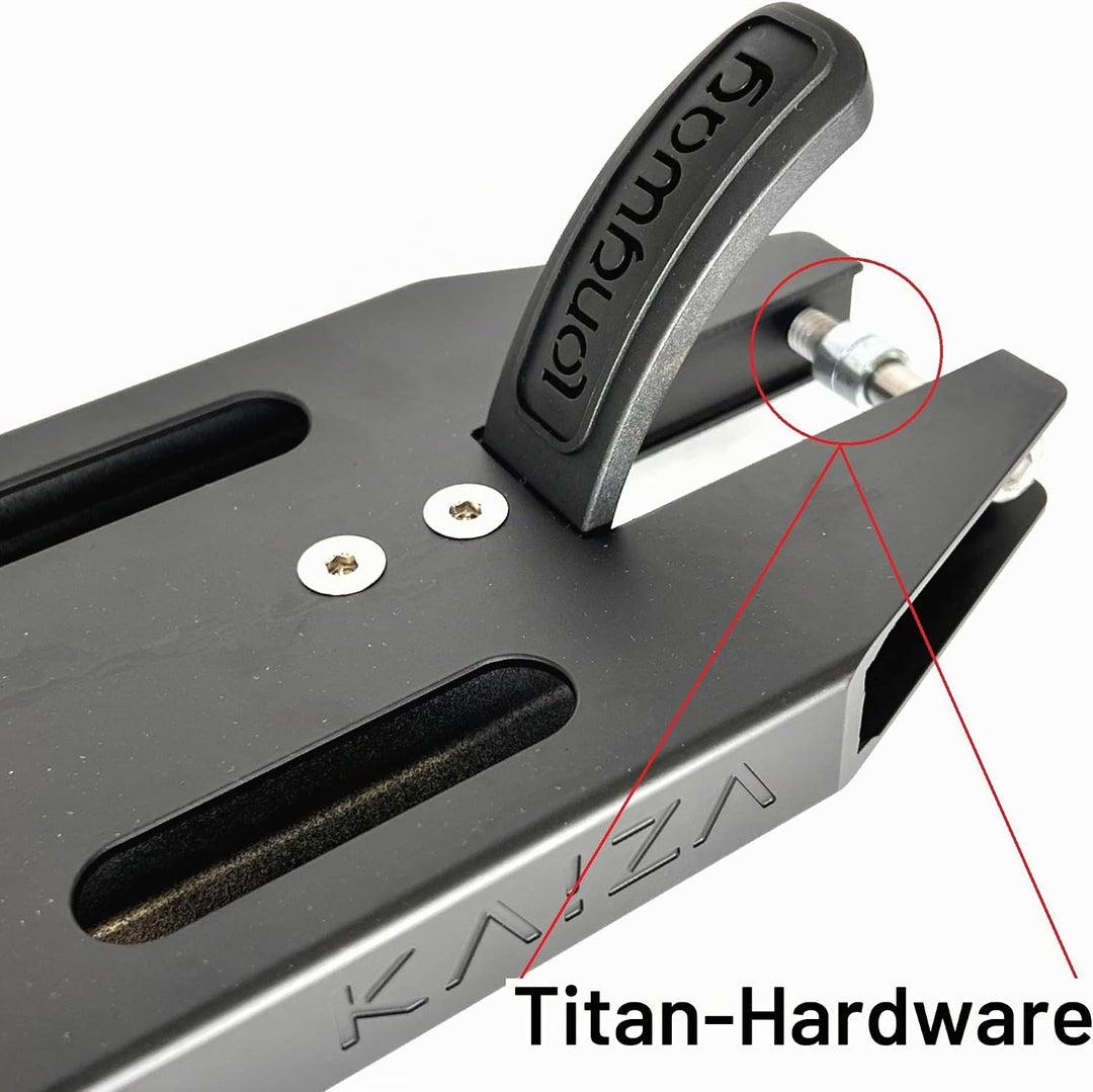Longway Kaiza V3 Stunt-Scooter Park Deck 480mm 1080g leicht + Fantic26 Sticker Schwarz, Schwarz