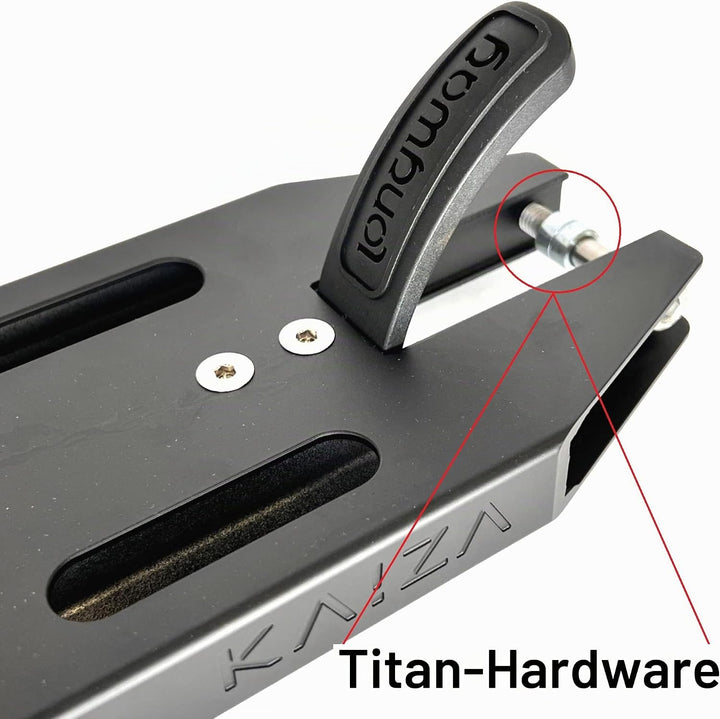 Longway Kaiza V3 Stunt-Scooter Park Deck 480mm 1080g leicht + Fantic26 Sticker Schwarz, Schwarz