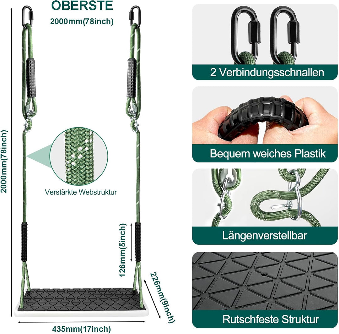 Erwachsene Schaukel, Rutschfester Baumschaukel Verdickter weicher Gummi Schaukelsitz Set mit verstel
