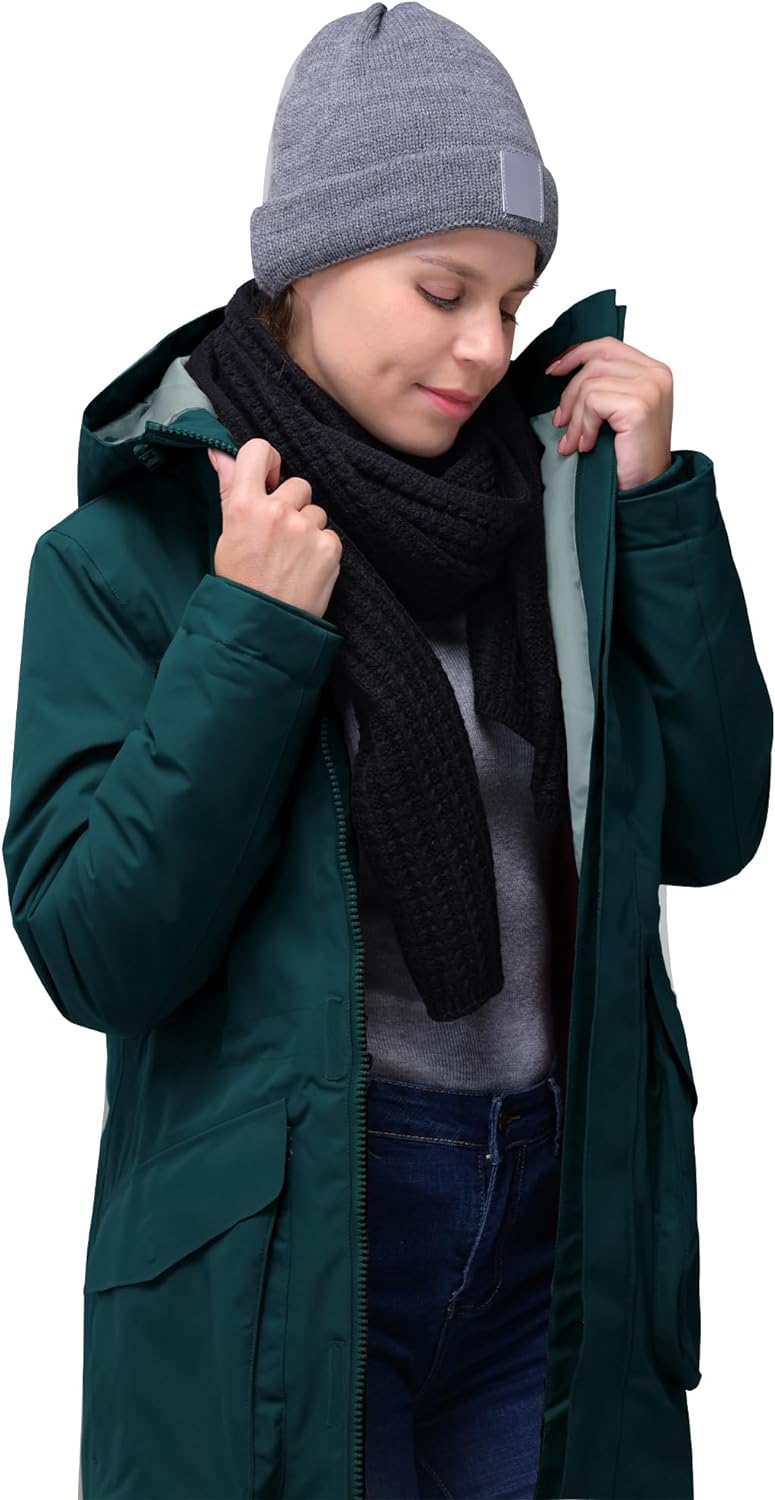 33,000ft Damen Wintermantel Lange Warme Winterjacke Parka Regenjacke Verdickene Funktionsjacke Mit K