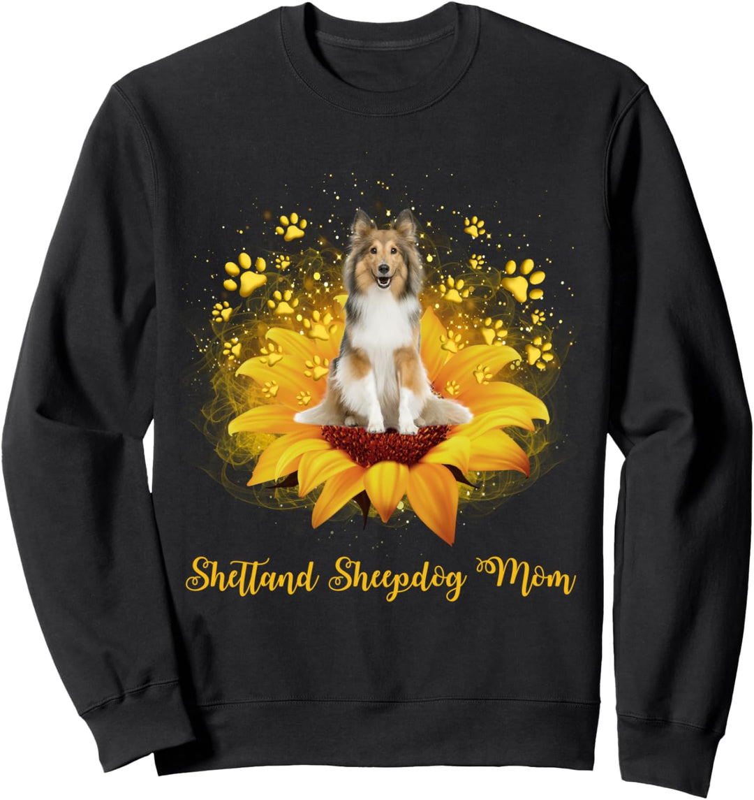 Shetland sheepdog Mom Sunflower With Dog Paw Mother's Day Sweatshirt