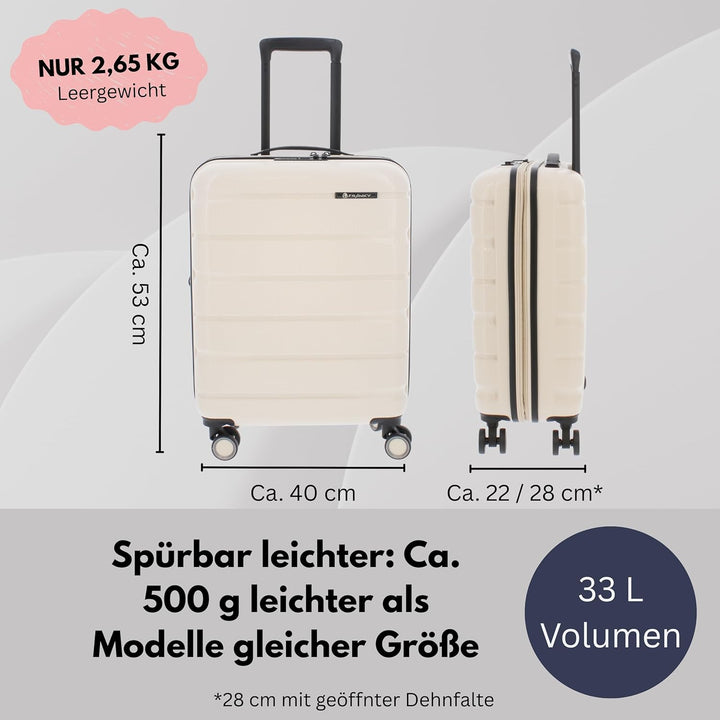 Franky Spinner Handgepäck Hartschalenkoffer mit TSA-Schloss beige