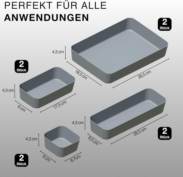 VMbathrooms Schubladen Organizer Set für jeden Bedarf | Praktische Schreibtisch Sortierboxen | Schub
