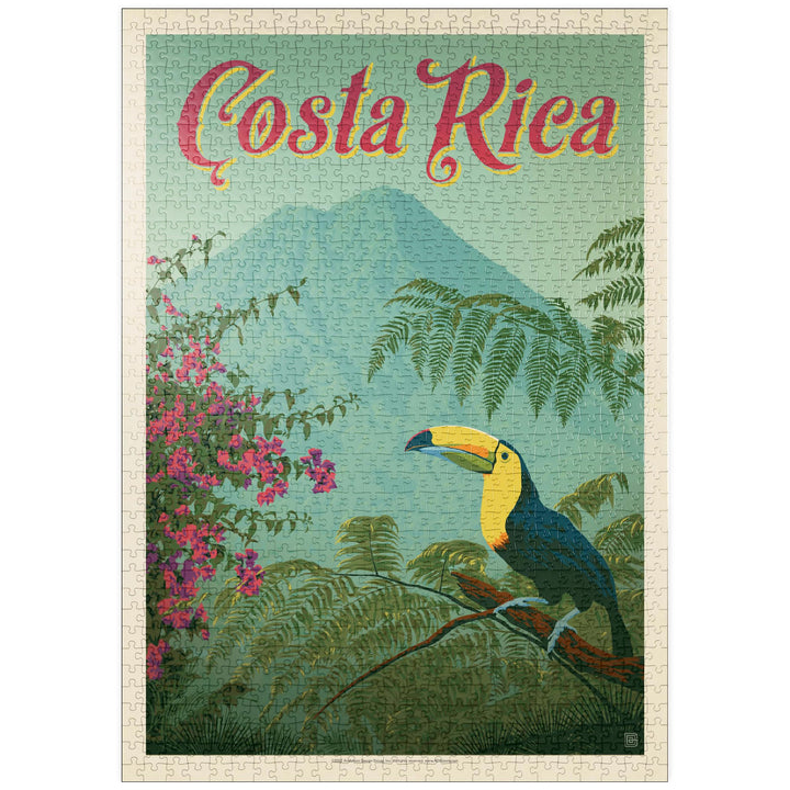 Costa Rica: Toucan in The Jungle, Vintage Poster - Premium 1000 Teile Puzzle - MyPuzzle Sonderkollek