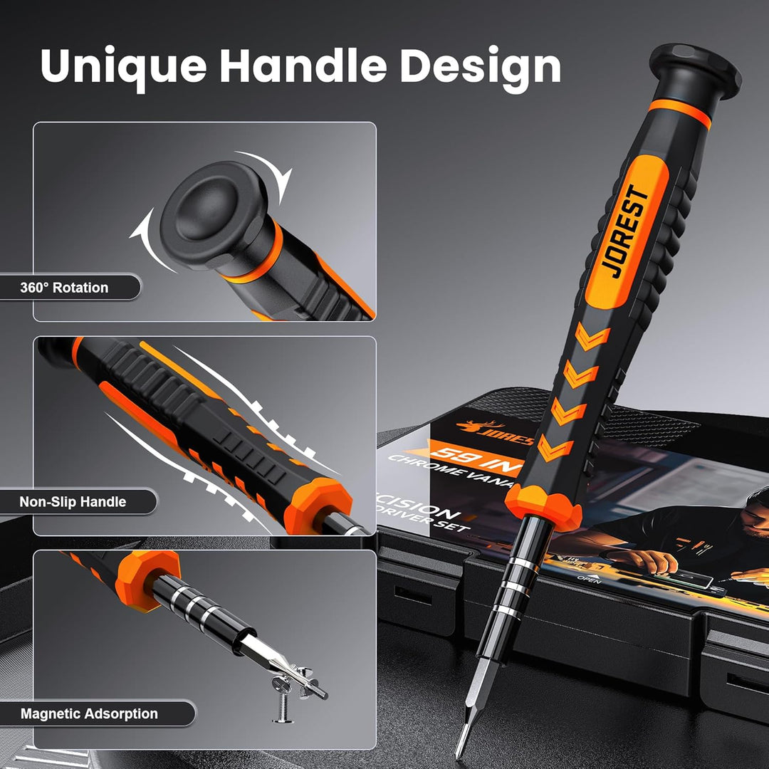 JOREST 59Pcs Feinmechaniker Schraubendreher Set, Mini Werkzeug mit Torx T5 T6 T8, T9, P5 usw, Repara