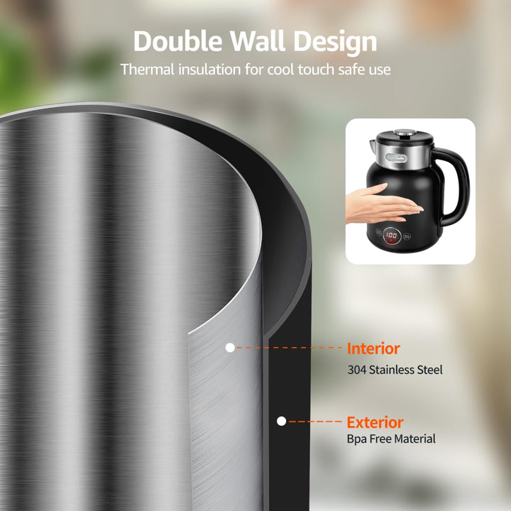 Taylor Swoden Wasserkocher mit Temperatureinstellung, 45°C-100°C, Retro Wasserkocher Edelstahl 1.7 L