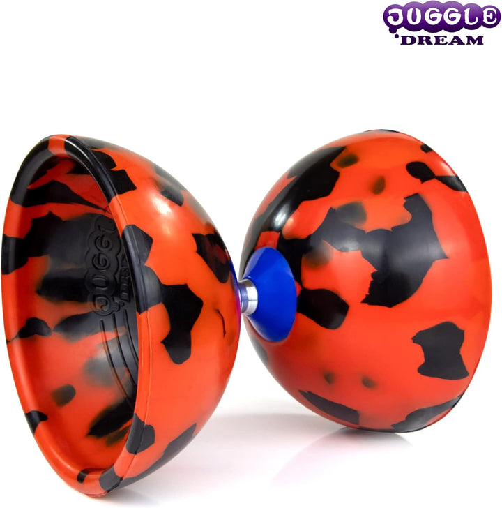 Juggle Dream Jester Diabolo Jonglierset – Fester Achse Profi-Diabolo mit Superglass-Handstäben, Onli