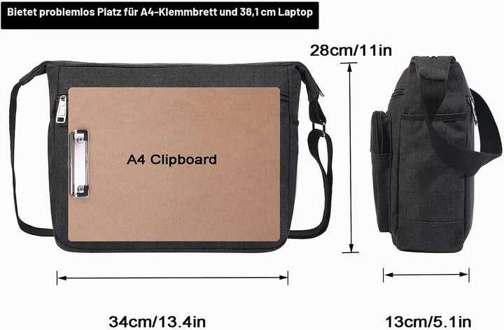 JAKAGO Wasserdichte Umhängetasche Herren,Multi-Tasche aus Segeltuch 15 Zoll Messenger Bag Arbeit Tas