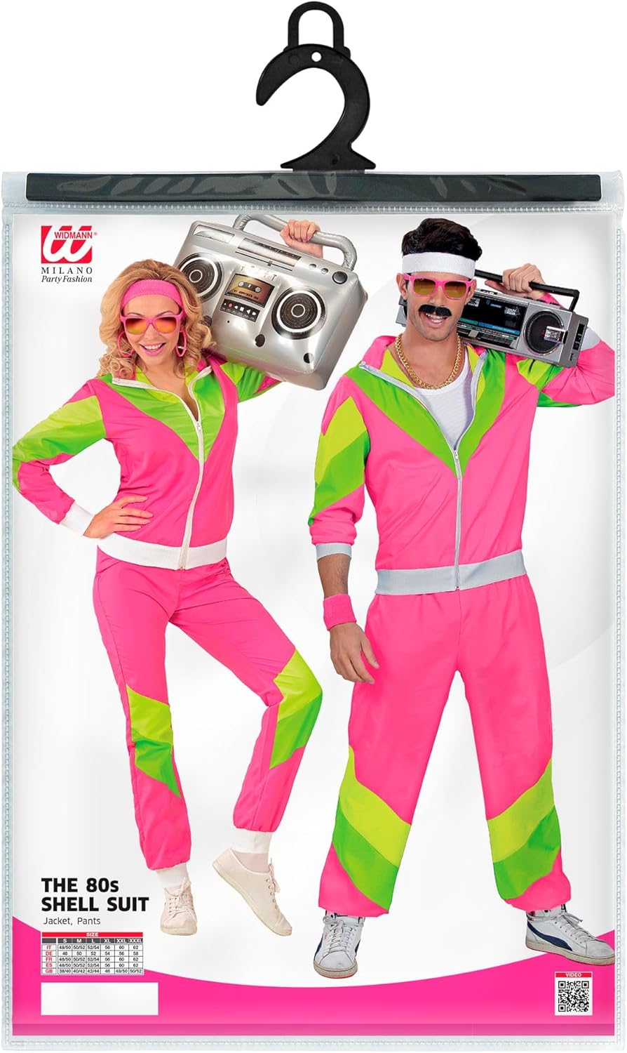 W WIDMANN MILANO Party Fashion - Kostüm Trainingsanzug, 80er Jahre Outfit, Jogginganzug, Bad Taste O