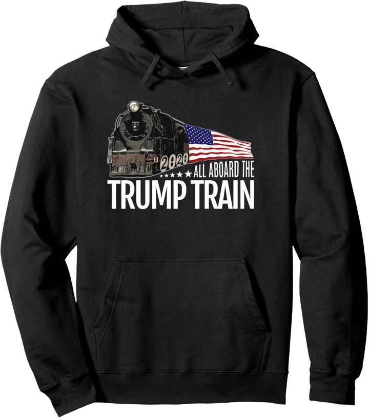 Alle an Bord der Trump Train 2020 American Flag Pullover Hoodie