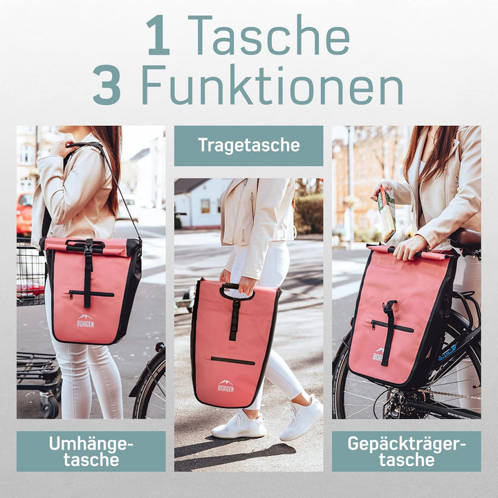 Borgen Fahrrad Einkaufstasche für Gepäckträger mit herausnehmbaren Kühleinsatz - Verwendbar als Gepä
