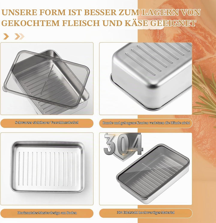 Set mit 3 Aufschnittboxen für Kühlschrank,Wurst Aufbewahrung Kühlschrank,Aufschnittbox,Kühlschrank O