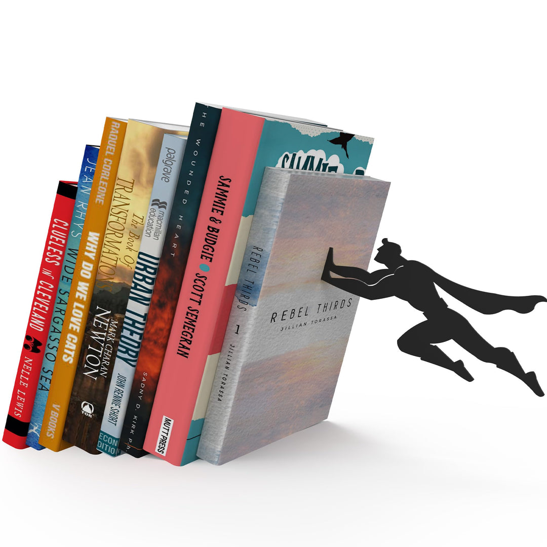 Stylische Metall Buchstütze in Schwarz - Bücherhalter für jeden Winkel, Regalbrett, Schreibtisch, De