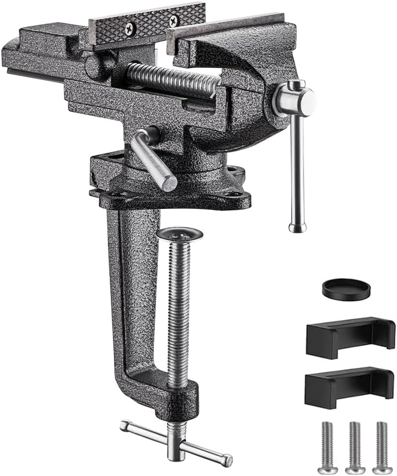 Schraubstock Drehbar TEENO,Breite der Backe 85 mm, Schraubstock klemmbar mit 360° Drehbarem Sockel,