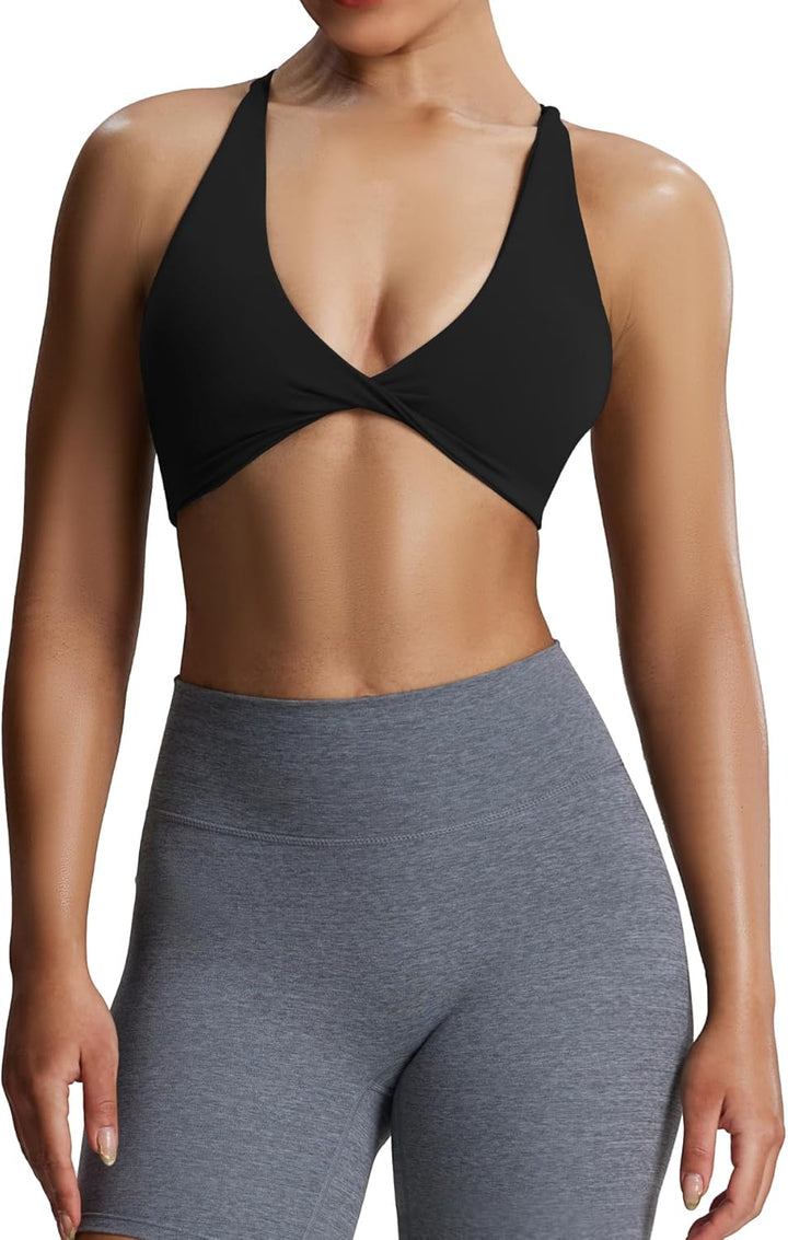 Aoxjox Damen Workout Sport BHS Fitness Rückenfrei Gepolstert Sienna Low Impact BH Yoga Crop Tank Top