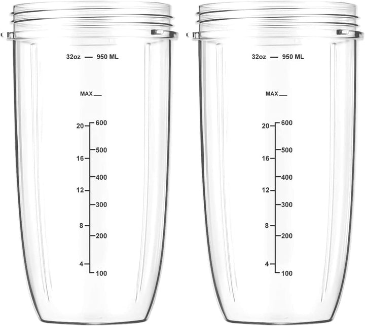 950ml Becher Kompatibel mit NutriBullet Elektrischer Mixer 600 W und Pro 900 W, 2er-Pack Gross Cups