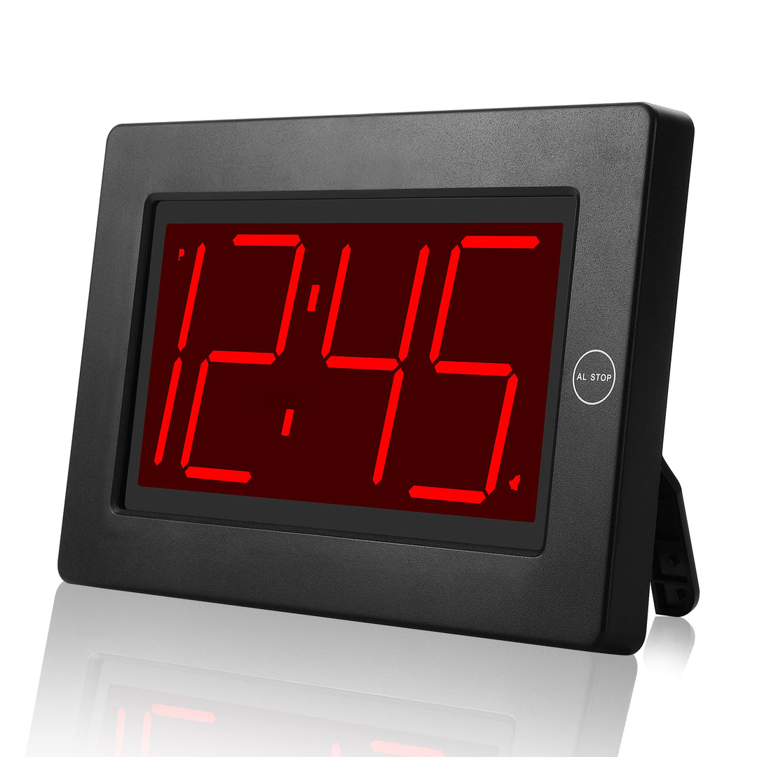 KWANWA Digitale Wecker Uhren LED Wanduhr mit 3 '' grossem Display nur batteriebetrieben Schwarz-rote