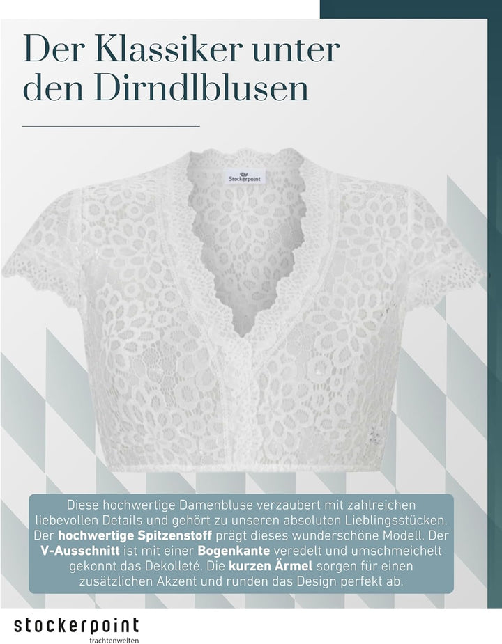 Stockerpoint Damen Bluse Kensy Trachtenbluse 34 Creme, 34 Creme