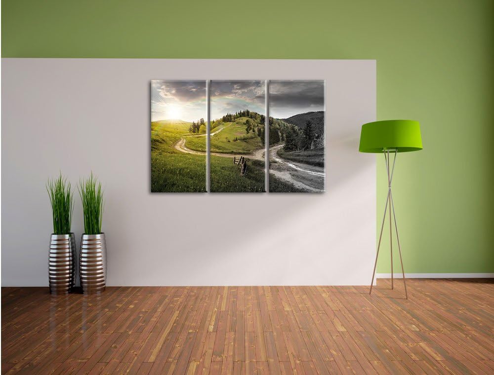 Pixxprint Verträumte Berglandschaft als Leinwandbild/Grösse: 3 Teilig (120x80) cm/Wandbild/Kunstdruc