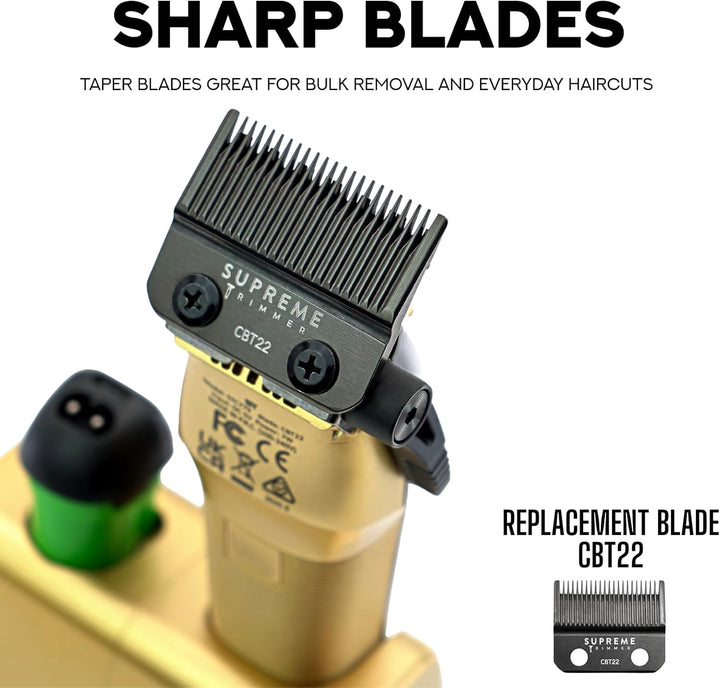 Supreme Trimmer Recharge Clipper - Professional Hair Clipper with 2 Removable Batteries, Brushless M