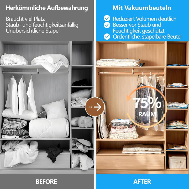 Vakuum Aufbewahrungsbeutel Set mit elektrischer Pumpe, 12-teilig (2 Jumbo, 2 Gross, 4 Mittel, 4 Klei