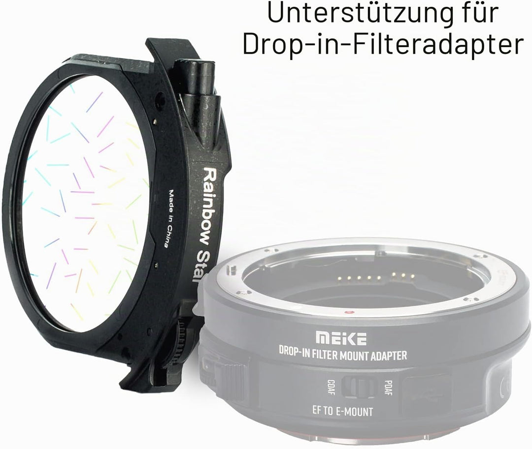 Meike Rainbow Star Drop-In Filter für Canon und Meike Drop-In Filter Mount Adapter Serie MK-EFTR-RSS