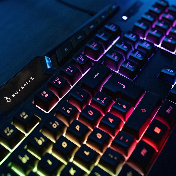 SureFire Kingpin Gaming Tastatur, Gaming Multimedia Keyboard mit programmierbarer LED-Hintergrundbel