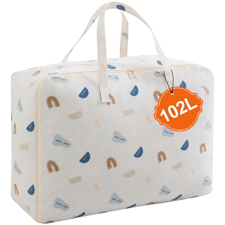 102L Grosse Aufbewahrungstasche, Faltbare Aufbewahrungsbox mit Deckel und Griff, Tragbar Unterbettko