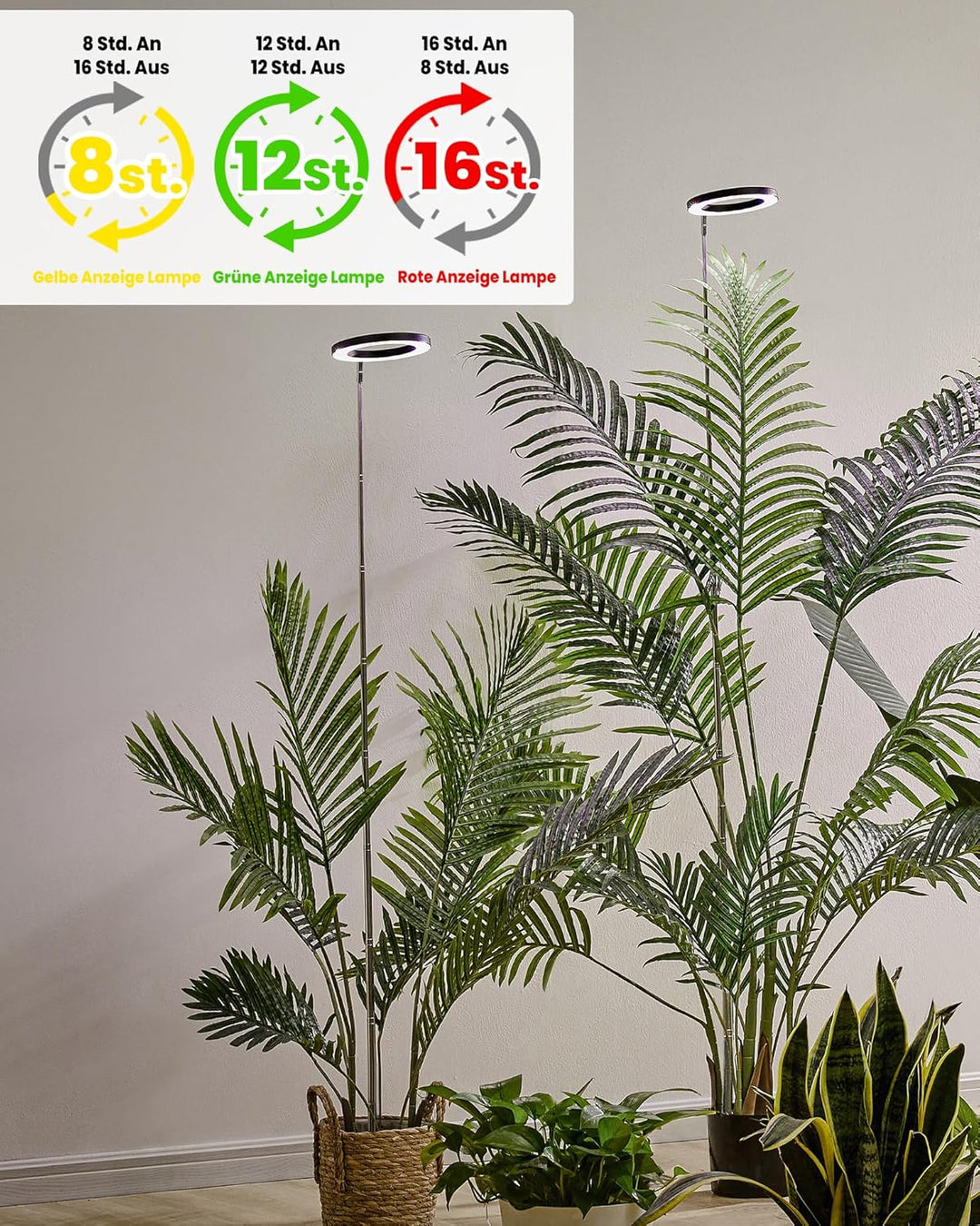 Wachstumslampe für Zimmerpflanzen LED Grow Light Full Spectrum,35~155cm Wachstumslampe höhenverstell
