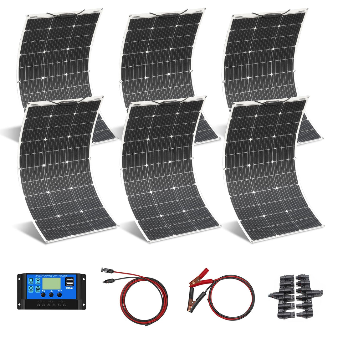 600W Solarmodul Kit 6 Stück 100W 18V Solarpanel Monokristallin Solarladegerät Mit 60A Controller und
