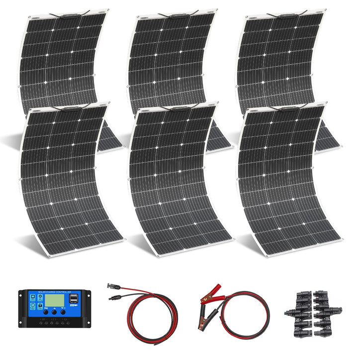 600W Solarmodul Kit 6 Stück 100W 18V Solarpanel Monokristallin Solarladegerät Mit 60A Controller und