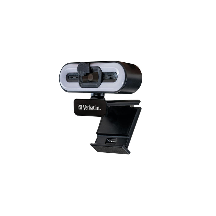 Verbatim Webcam mit Mikrofon und Beleuchtung, externe Kamera für Computer oder Laptop mit Full HD 10