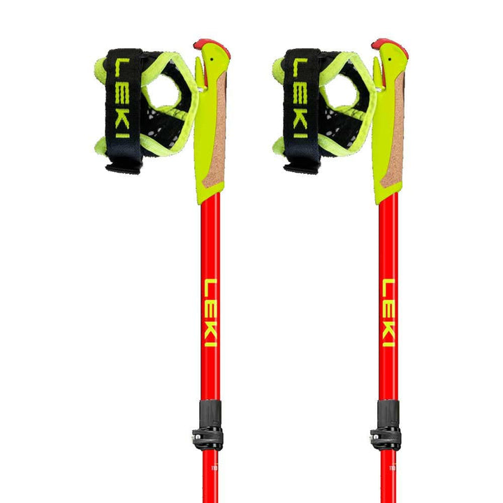 Leki Ultratrail Fx Junior Gelb-Rot - Leichter Verstellbarer Kinder Carbon Laufstock, Grösse 95-110cm