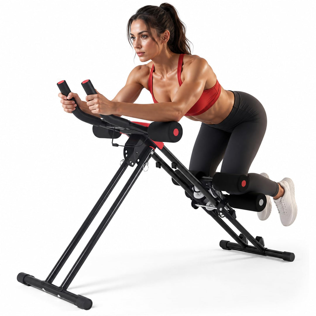 Bauchtrainer Klappbar, 5-fach Verstellbarer Widerstand, LED-Display, Faltbarer Bauchmuskeltrainer fü