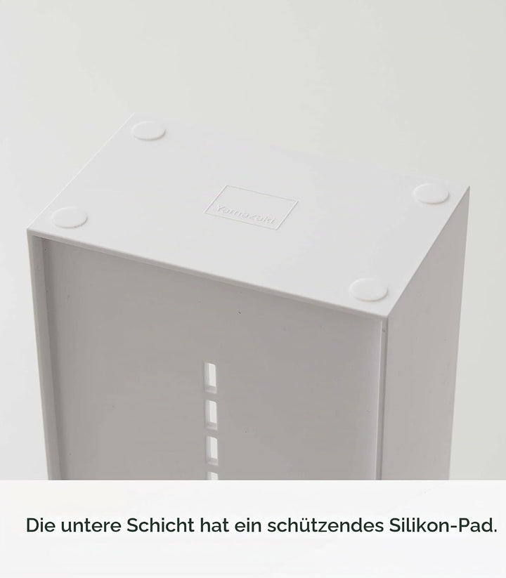 Yamazaki 5603 TOWER Makeup Storage Case, white, ABS Resin/Polycarbonate/Silicone, 12 x 7.7 x 25 cm W
