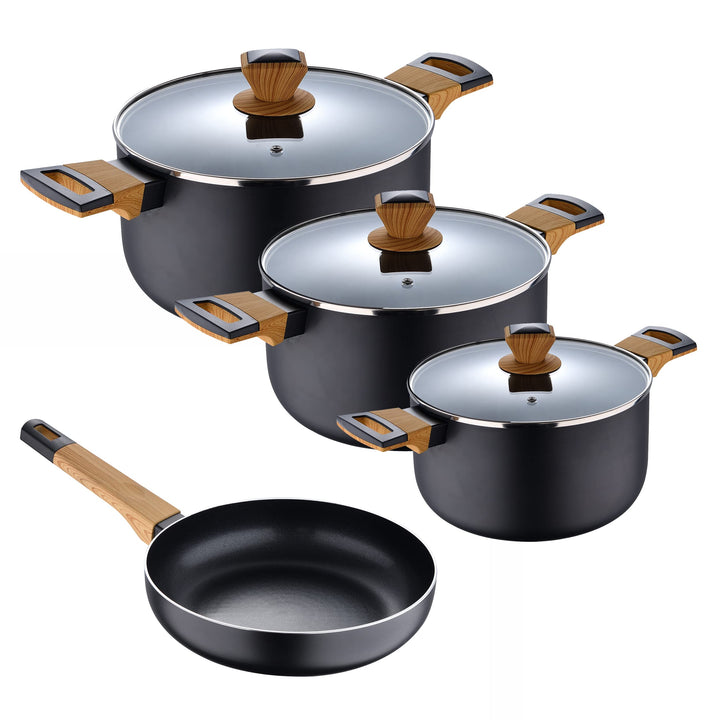 BERGNER EARTH BLACK - 7er-Set Aluminium-Presskochgeschirr - Induktion - ILAG Premium Antihaftbeschic