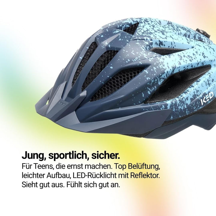 Street Jr Pro Kinder- und Jugend-Fahrradhelm mit LED Rücklicht, 300g, Made in Germany, Maxshell-Tech